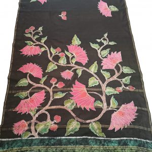 Pink Lotus Black- Indonesian Batik Saree