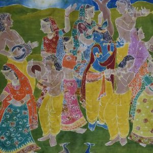 Shri Radha Krishna – Yellow Indonesian Batik Saree