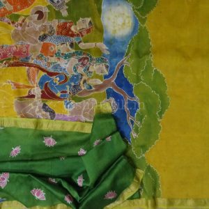 Shri Radha Krishna – Yellow Indonesian Batik Saree