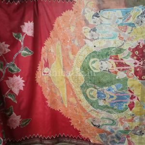 Shree Ram Darbaar- Red Indonesian Batik Silk Saree